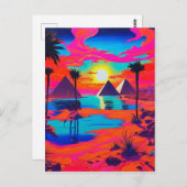 Psychedelisches Poster Art Ägyptische Landschaft Postkarte (Vorne/Hinten)