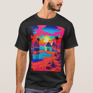 Psychedelisches Poster Art Ägyptische Landschaft T-Shirt