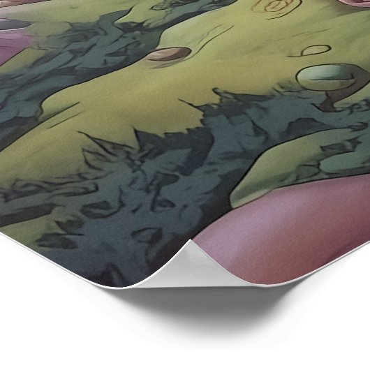 Psychedelisches Poster mit fantastischer Landschaf (Ecke)