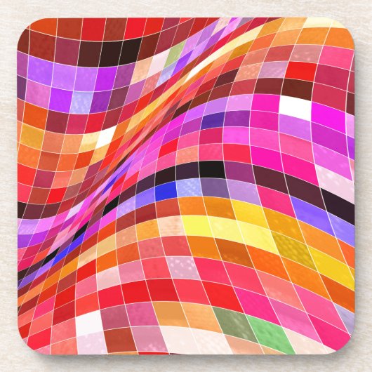 Psychedelisches Quadratmuster Getränkeuntersetzer (Vorderseite)