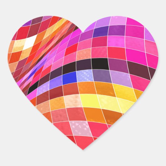 Psychedelisches Quadratmuster Herz-Aufkleber (Vorderseite)