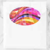 Psychedelisches Quadratmuster Ovaler Aufkleber (Tasche)