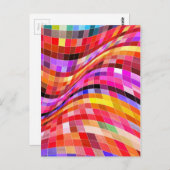 Psychedelisches Quadratmuster Postkarte (Vorne/Hinten)