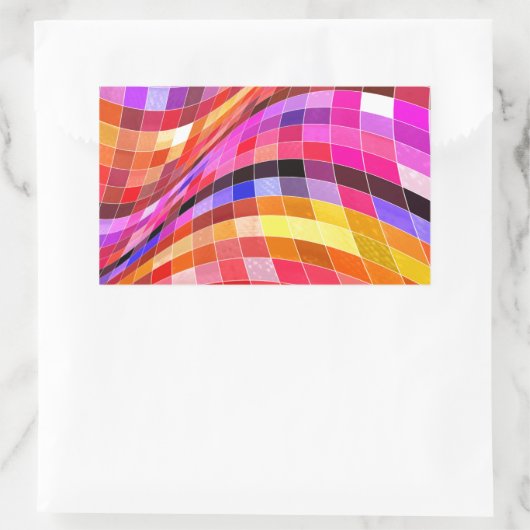 Psychedelisches Quadratmuster Rechteckiger Aufkleber (Tasche)