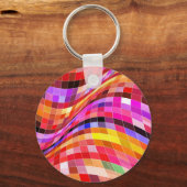 Psychedelisches Quadratmuster Schlüsselanhänger (Vorderseite)