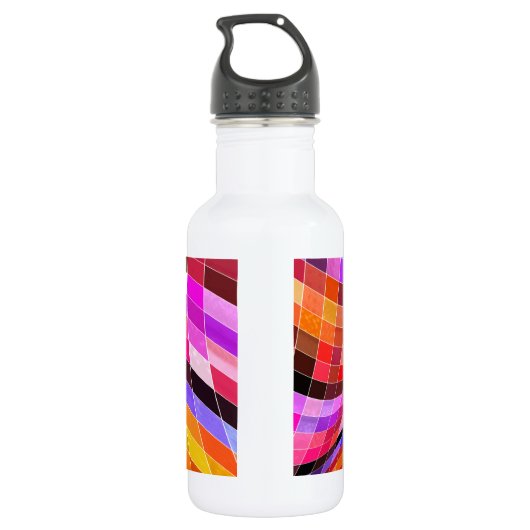 Psychedelisches Quadratmuster Trinkflasche (Rückseite)