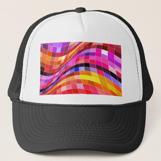 Psychedelisches Quadratmuster Truckerkappe (Vorderseite)