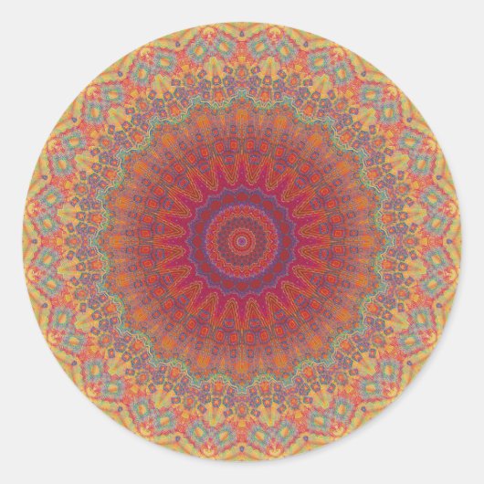 Psychedelisches Radialmuster: Runder Aufkleber (Vorderseite)