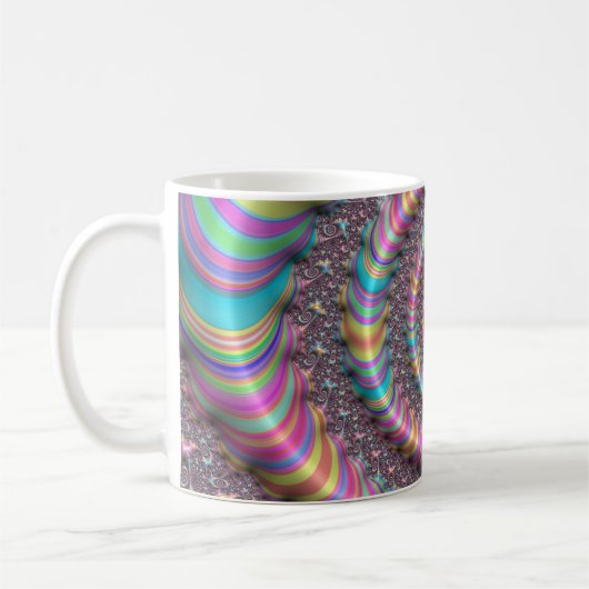 Psychedelisches Rainbow Unicorn Funky Nautilus Fra Kaffeetasse (Links)