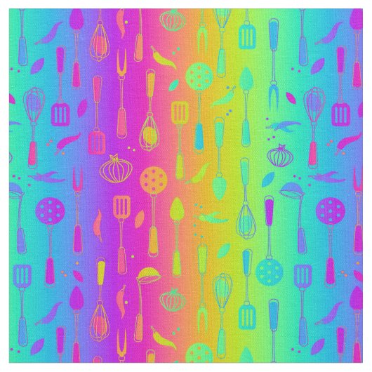 Psychedelisches Regenbogen-Küchen-Material Stoff (Nahaufnahme)