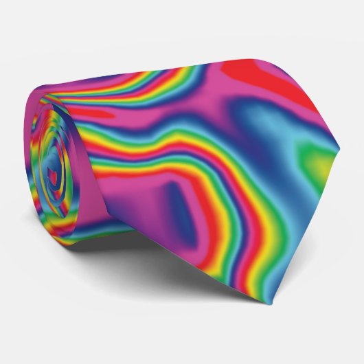 Psychedelisches Regenbogen-Öl-Muster Krawatte (Gerollt)