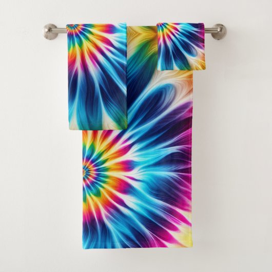 Psychedelisches Regenbogen-Tie-Dye-Handtuch-Set Badhandtuch Set (Insitu)