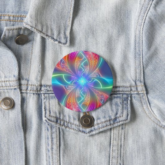 Psychedelisches Regenbogen-Wirbels-Fraktal-Muster Button (Beispiel)