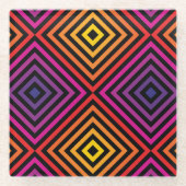 Psychedelisches Regenbogen-Zickzack Muster Glasuntersetzer (Vorderseite)