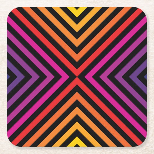 Psychedelisches Regenbogen-Zickzack Muster Rechteckiger Pappuntersetzer (Vorderseite)
