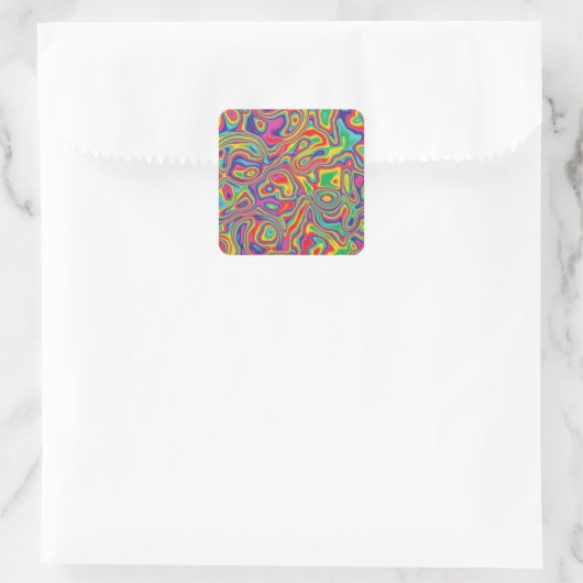 Psychedelisches Regenbogenölmuster Quadratischer Aufkleber (Tasche)