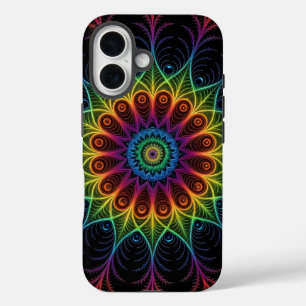 Psychedelisches Regenbogenspektrum Fraktal wirbelf iPhone 16 Hülle