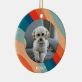 Psychedelisches Retro Groove Wavy Pet Foto Keramik Ornament (Rechts)