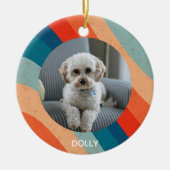 Psychedelisches Retro Groove Wavy Pet Foto Keramik Ornament (Vorne)