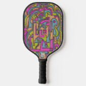 Psychedelisches Retro-Mod-Geometrisches Design der Pickleball Schläger (Rückseite)