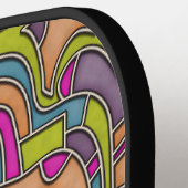 Psychedelisches Retro-Mod-Geometrisches Design der Pickleball Schläger (Linke Seite)