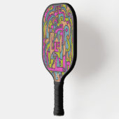 Psychedelisches Retro-Mod-Geometrisches Design der Pickleball Schläger (Links)