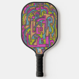 Psychedelisches Retro-Mod-Geometrisches Design der Pickleball Schläger