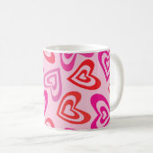Psychedelisches Rot und Rosa Retro Herz Kaffeetasse (VorderseiteRechts)