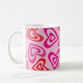 Psychedelisches Rot und Rosa Retro Herz Kaffeetasse (Links)