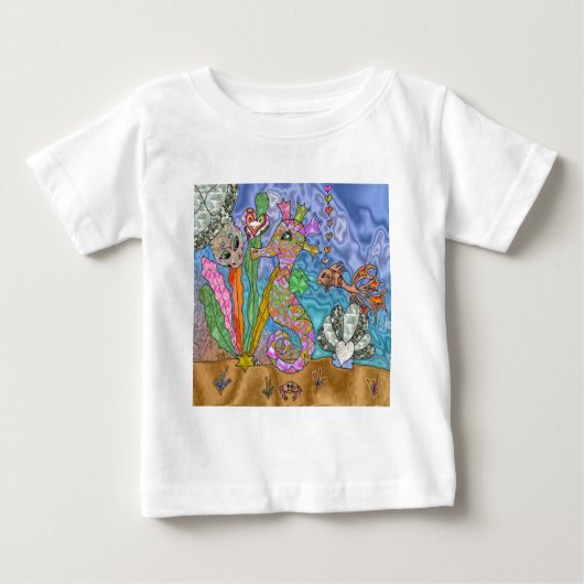 Psychedelisches Seepferd Meeresschildkröte Art Baby T-shirt (Vorderseite)