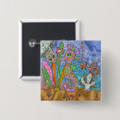 Psychedelisches Seepferd Meeresschildkröte Art Button (Vorne & Hinten)