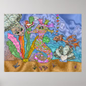 Psychedelisches Seepferd Sea Turtle Art Poster (Vorne)