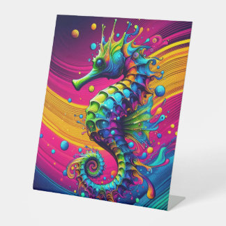 Psychedelisches Seepferdchen-Leinwand – Lebendige Sockelschild