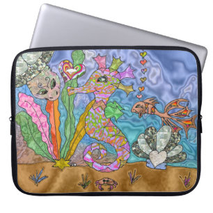 Psychedelisches Seepferdchen Meeresschildkröte Kun Laptopschutzhülle