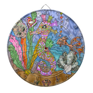 Psychedelisches-Seepferdchen-Wasserschildkröten-Ku Dartscheibe