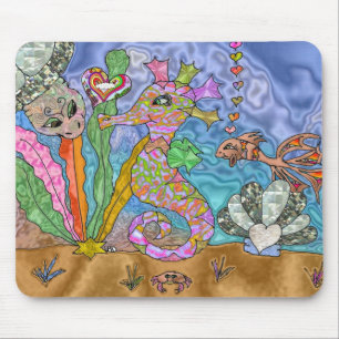 Psychedelisches-Seepferdchen-Wasserschildkröten-Ku Mousepad