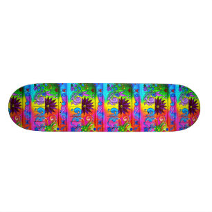 psychedelisches Skateboard Siebzigerjahre Hippie