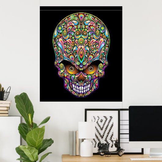 Psychedelisches Skull Art Design Poster (Heimbüro)