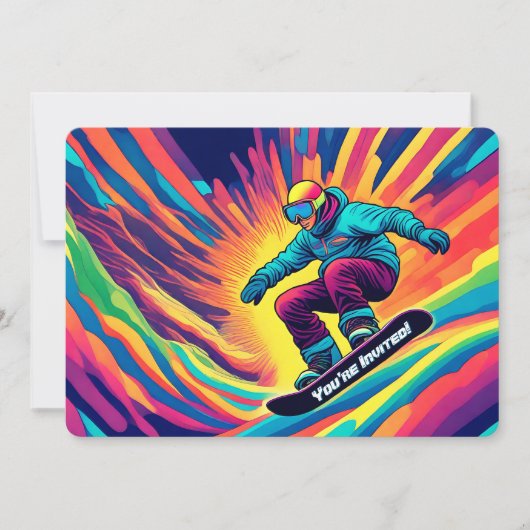 Psychedelisches Snowboarden Einladung zum Geburtst (Vorderseite)