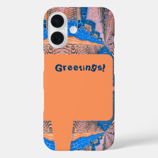 Psychedelisches Spaß-Fraktalmuster und Text iPhone 16 Hülle