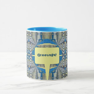 Psychedelisches Spaß-Fraktalmuster und Text Tasse