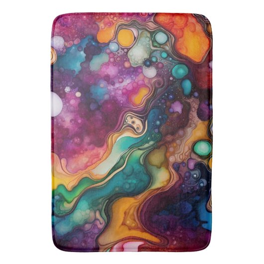 Psychedelisches Surreal-Aquarellmuster Badematte (Vorderseite Vertikal)