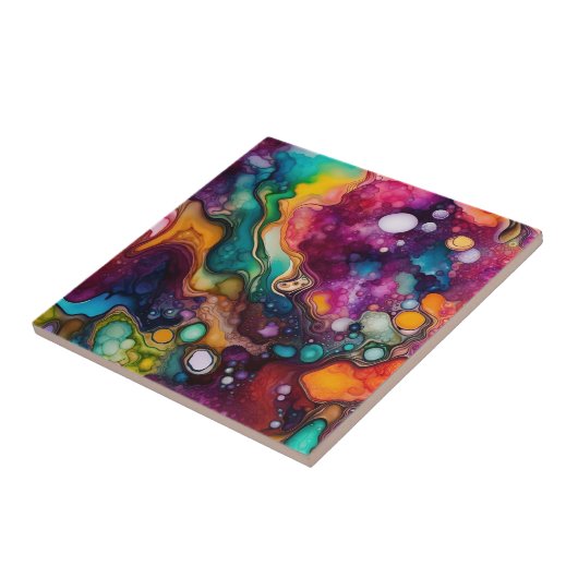 Psychedelisches Surreal-Aquarellmuster Fliese (Seite)