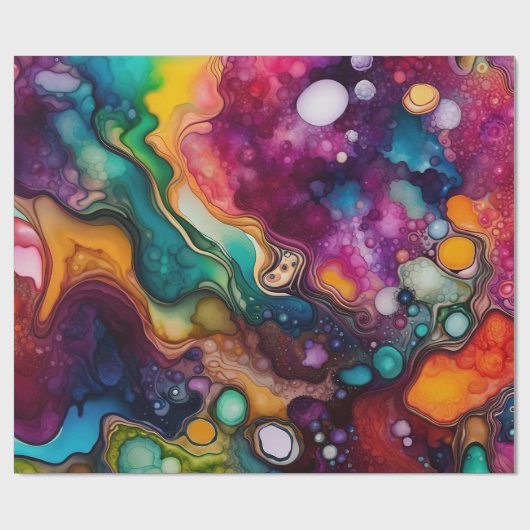 Psychedelisches Surreal-Aquarellmuster Geschenkpapier (Flach)