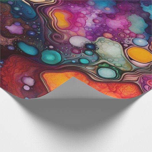 Psychedelisches Surreal-Aquarellmuster Geschenkpapier (Ecke)