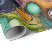 Psychedelisches Surreal-Aquarellmuster Geschenkpapier (Rolleneckpunkt)