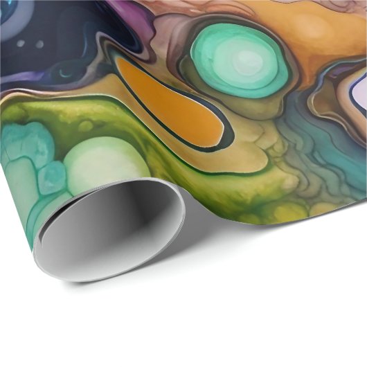 Psychedelisches Surreal-Aquarellmuster Geschenkpapier (Rolleneckpunkt)