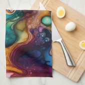 Psychedelisches Surreal-Aquarellmuster Geschirrtuch (Viertel Falte)