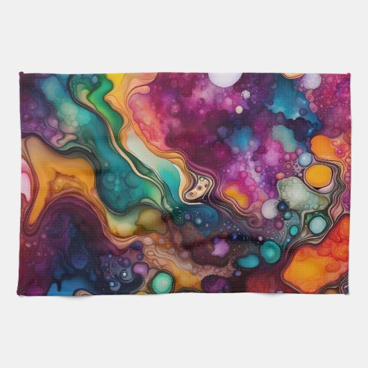 Psychedelisches Surreal-Aquarellmuster Geschirrtuch (Horizontal)