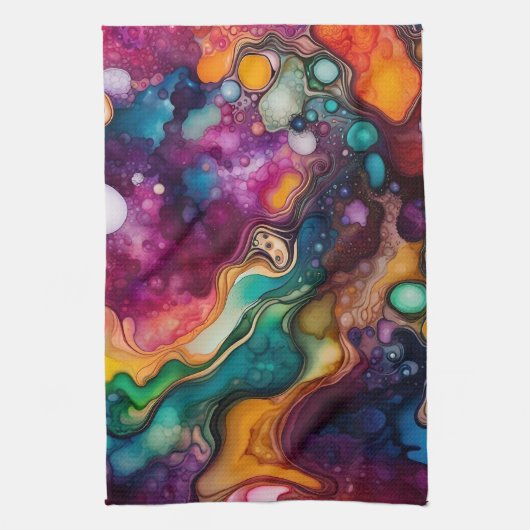 Psychedelisches Surreal-Aquarellmuster Geschirrtuch (Vertikal)